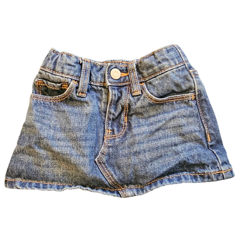 Old Navy Blue Wash Denim Skirt – Size 12-18 Months – Adjustable Waist